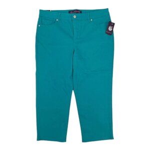 Gloria Vanderbilt Womens Caribbean Green Jordyn Capri Slim Pants Jeans Size 8